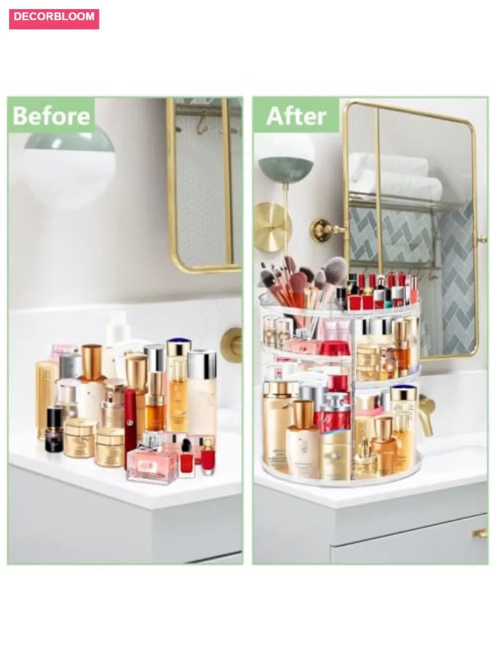 360 Acrylic Rotation Makeup Organizer, Large Capacity, Easy Access, Sturdy